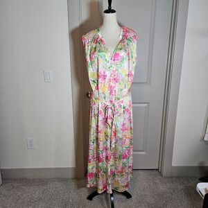 NWOT Current Air Los Angeles Midi Maxi Dress XL Floral Print Colorful Flowy‎